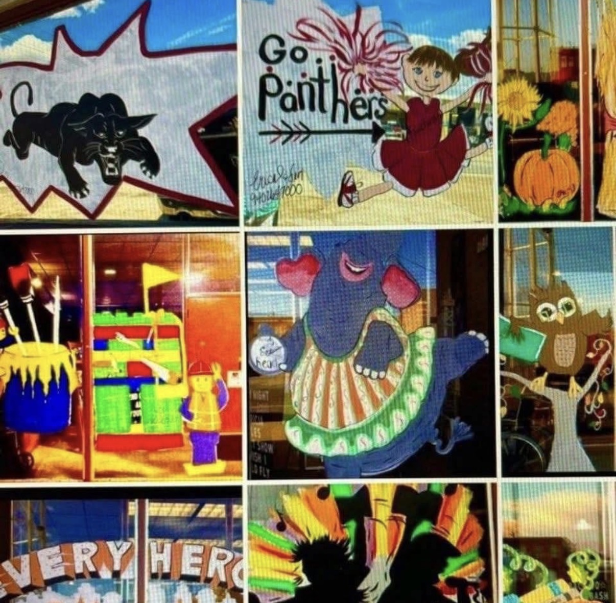 Collage of various window paintings